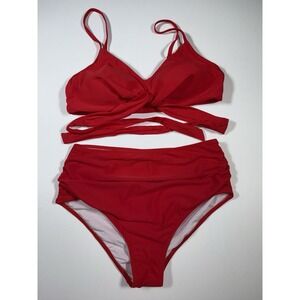 Summer Bikini Set for‎ Women Two Piece Swimsuits Cut Out High Waisted Scoop Sz L